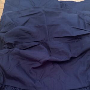 Navy Blue Ruffled Strapless Midi Dress